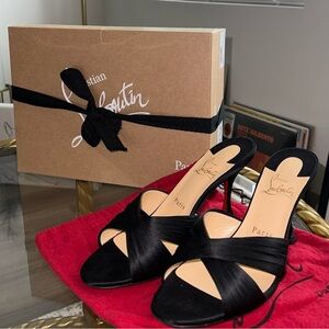 Christian Louboutin Black Satin Heels